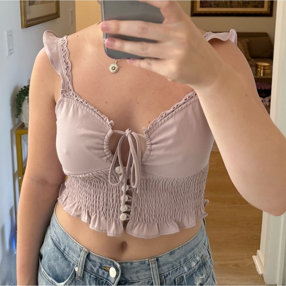 Women's Pink Ruffled Tank Top - Picture 1 of 3